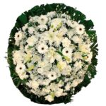 Coroa prêmio Flores brancas crisântemo 8 rosas