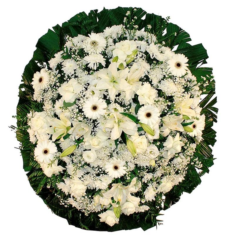 Coroa prêmio Flores brancas crisântemo 8 rosas - Imagem 1