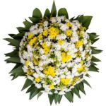 Coroa simples 1m Flores Branca crisântemo