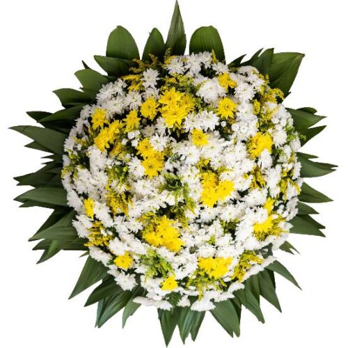 Coroa simples 1m Flores Branca crisântemo